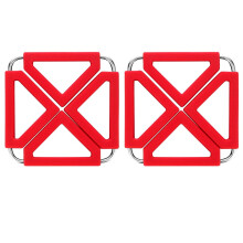 2Pcs Red Trivet Mat Foldable Hot Pot Holder with Stainless Steel Frame for Countertops