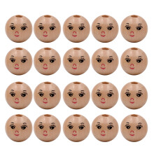 20x sett med naturlige dukkeperler, 20 stk/sett runde treperler med hull for å lage halskjeder og armbånd