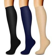 Lot de 3 paires de chaussettes de sport pour femme, favorisant la circulation sanguine, idéales pour la course à pied et le cyclisme en extérieur.