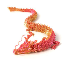 Kinesisk drakefigur rödguld 60 cm 3D-tryckt ledad