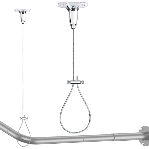 Rust Resistant Ceiling Mounted Shower Rod Holder Stainless Steel Wire Rope Adjustable Support Bracket 1