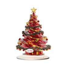 Sapin de Noël plat en acrylique 2D - Décoration de bureau pour la maison et le salon (7,87 x 5,39 pouces)