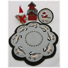 Vrolijke mezen Penny Rug Kit Voorgewassen wol Applicatie Kit Vogelpatroon