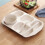 13.6*9.3 In Divided Dinner Plates Square 4 Pc Plates Set Buffet Plates Five-Cell Grid Beige Home Stackable Plates 1