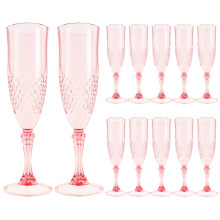 12PCS Plastic 207ml Champagne Flute, Comfortable Grip Wine Goblet, Unbreakable Flat Bottom Goblet, Easy to Carry for Party Picnic