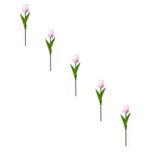 Söt simulerad tulpanbukett – vit och lila, 33 cm (5 st), Alla hjärtans dag- och tulpanfestivaldekor, estetiska bordsblommor