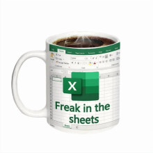 Office Element-themed White Mug,Excel Spreadsheet Printed Mug,Breakfast Coffee Tea Water Cup Dishwasher Safe for Birthday, Holiday Gift