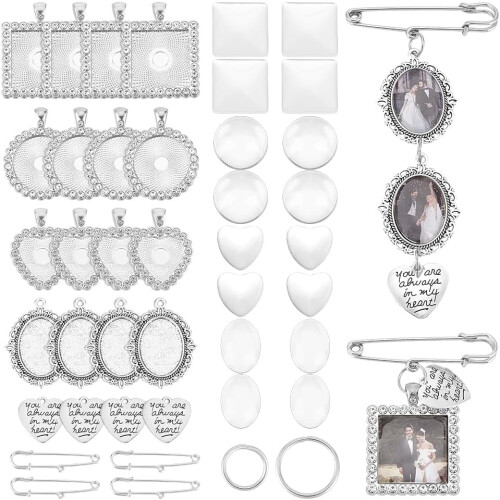 Brudebuket Charms Kit Oval Rund Nålebroche 4 stk.