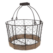 Panier de comptoir en fer, panier de rangement en corde de jute noire, 1 pièce, 28 cm x 28 cm x 17,5 cm