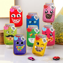 Valentine's Day Card Set – 24 Emoji Mason Jar Cards + Candy Bag, 3.54x5.91", for Classroom Exchange (Candy Not Included)