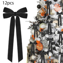Lot de 12 nœuds en velours rouge (12,7 x 25,4 cm) pour sapin de Noël, couronne, anniversaire, remise de diplômes et décoration de baby shower –