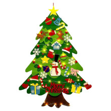 Sapin de Noël mural en feutrine avec décorations et lumières amovibles – Décoration à faire soi-même pour chambres/salles de jeux, cadeau de