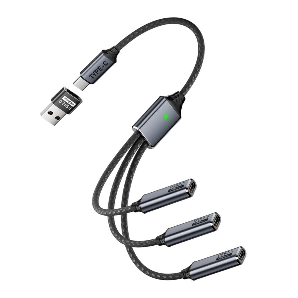 Usb C Splitter Cord Wire 3-Port Supporting Multiple Device Connection For Efficient Charging And Fast Speed Syncing 9425574022844