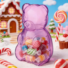 Gummibärchenbehälter, durchsichtig, Valentinstag, wiederverwendbarer, durchsichtiger Bonbonhalter in Bärenform