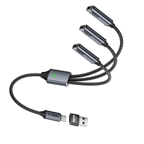 Καλώδιο διαχωριστή USB C 3 θυρών που υποστηρίζει σύνδεση πολλαπλών συσκευών για 2