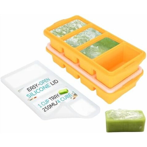 Silikonfrysbricka med lock, 8 fack, 2-pack
