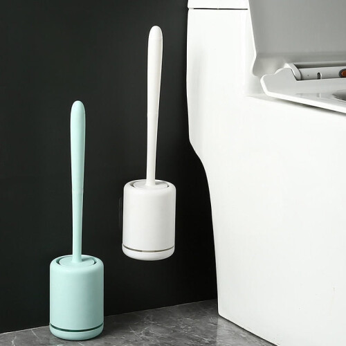 Set di scopino per WC con manico lungo e base di supporto 2