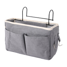 Panier de rangement de chevet avec poches suspendues, support pour téléphone et format compact pour le dessous du lit – Compatible avec la