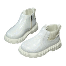 Girls Boots,Ankle Boots Soft Sole Non Glitter Lace Up Leather Booties for Toddler Kids Winter Fashion Footwear,Toddler Boots,Z02 White,4-4.5 Years