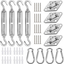 Kit de fixation pour voile d'ombrage avec corde en nylon de 1,2 x 3 m, compatible avec les voiles d'ombrage triangulaires/rectangulaires, acier
