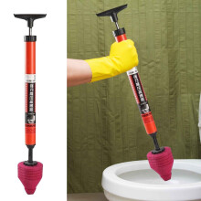 Heavy Duty High Pressure Toilet Plunger 120 PSI, Stainless Steel Drain Cleaner for Sinks Tubs Floor Drains, Plumbing Tool(Pink)