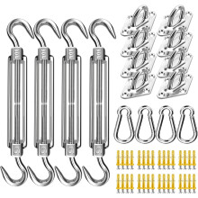 Kit d'accessoires pour voile d'ombrage, 15 cm (6 po) en acier inoxydable marin 304, 80 pièces pour voiles triangulaires/rectangulaires/carrées –