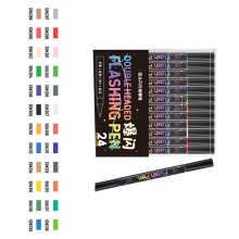1 caja de rotuladores acrílicos luminosos con puntas gruesas y finas para fiestas escolares y proyectos artísticos.