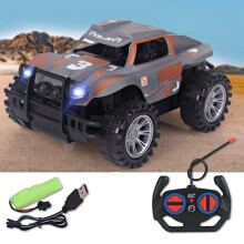 4-Wege-RC-Offroad-Auto mit LED-Scheinwerfern, wiederaufladbarem Lithium-Akku, stoß- und sturzfest – geeignet für Kinder von 3–6 Jahren, Grau
