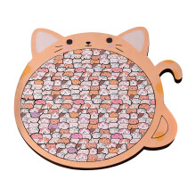 YOCBZ 135-Pc Cat-Shaped Wooden Jigsaw Puzzle, Macaron/Morandi Color Wall Art Decor – Compatible with Home & Gift Use