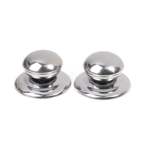 2pcs/set Stainless Steel Replaceable Cover Button Pan Pot Glass Lid Cover Handle 1