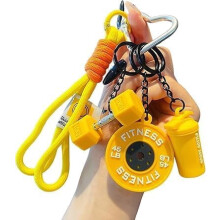Llavero creativo con mini barra de pesas para gimnasio, juego de llaveros con dijes de fitness, dijes de fitness para bolsos, regalo para bolsos y