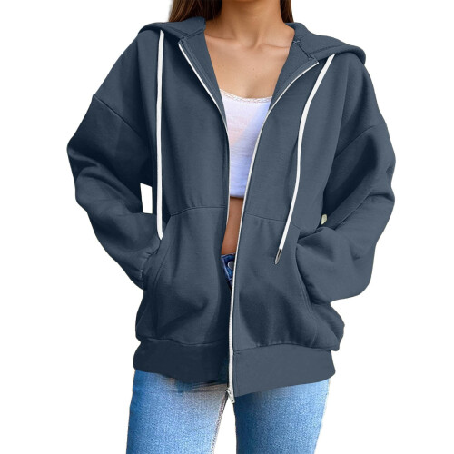 Damen-Sweatshirt, Kapuzenpullover, lässig, langärmelig, leicht, bequem, modisch, Größe M, Z08Navy