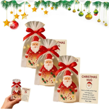 Ensemble de 3 décorations de Noël « Petit câlin de poche » : Père Noël + carte d’encouragement, souvenir de soutien en cas de deuil,
