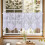 Cortinas de linho e algodão branco translúcido com franjas, 45,7 x 132,8 cm (18 x 52 polegadas), com pregas francesas, que filtram a luz e garantem 5