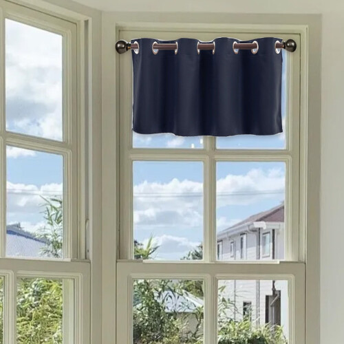 Thermal Blackout Kitchen Curtains - Light Blocking Grommet Top Window Panels (1429 Inch, Navy) 1
