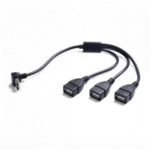 Adaptador divisor en Y en ángulo recto USB 2.0 (1 macho a 3 hembras)
