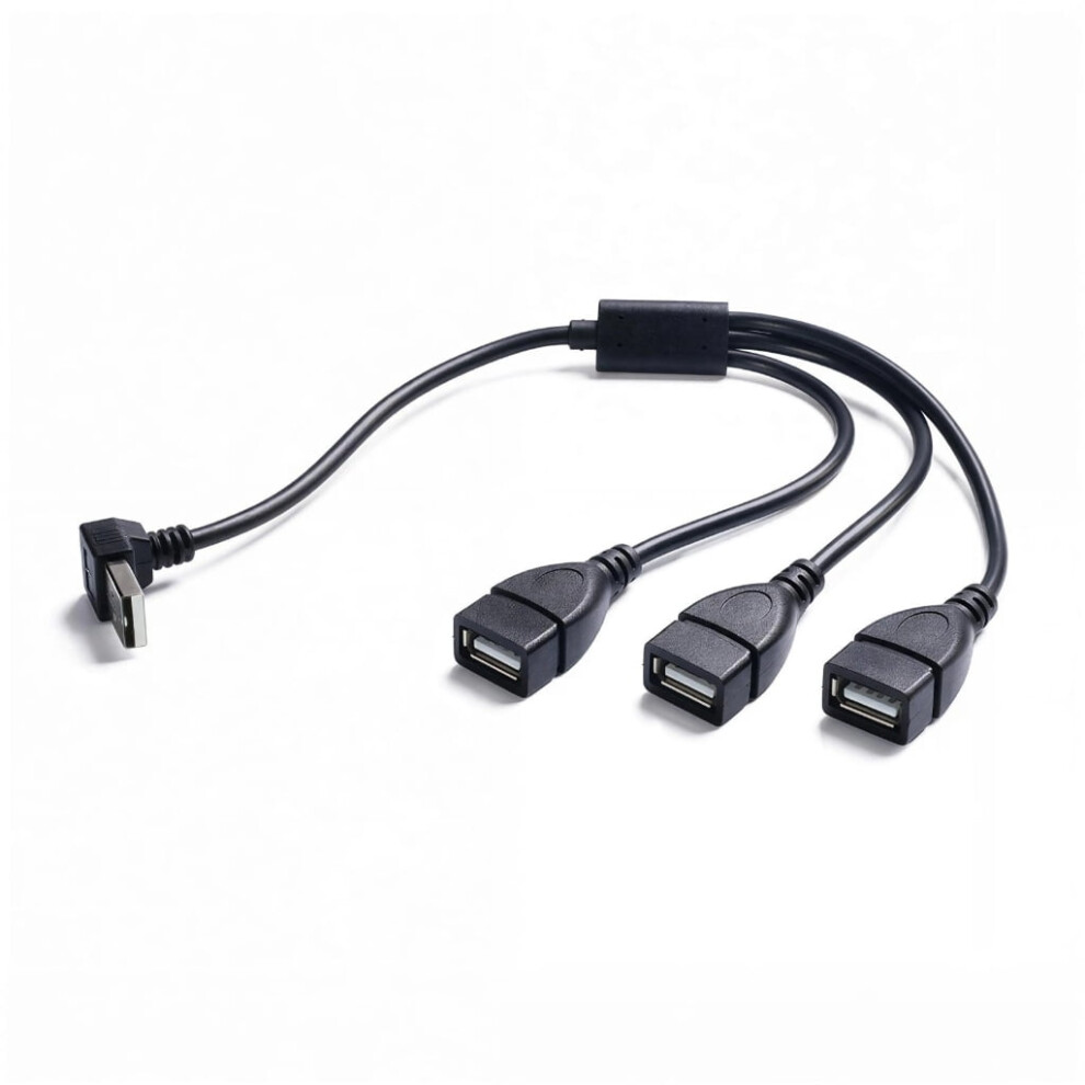 Usb Y Splitter Adapter Featuring Angled Connector Design Enabling Simultaneous Power And Data To Three Devices 9071309938364
