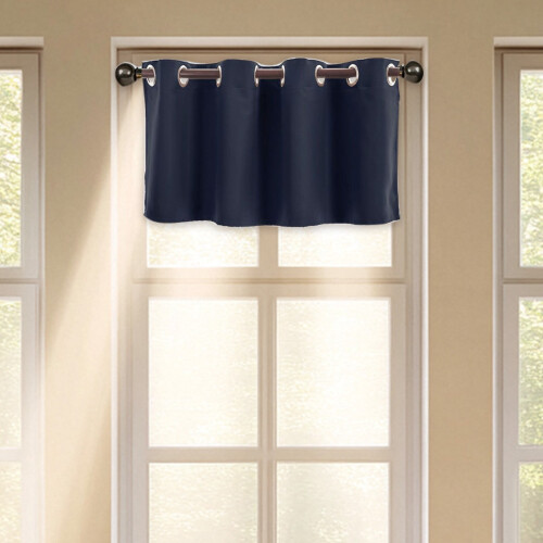 Thermal Blackout Kitchen Curtains - Light Blocking Grommet Top Window Panels (1429 Inch, Navy) 2