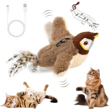 Jouet pour chat oiseau battant des ailes – Peluche interactive, USB
