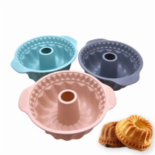 Moule à gâteau Bundt en silicone Hapeisy de 24 cm (9,5 pouces) antiadhésif avec poignée