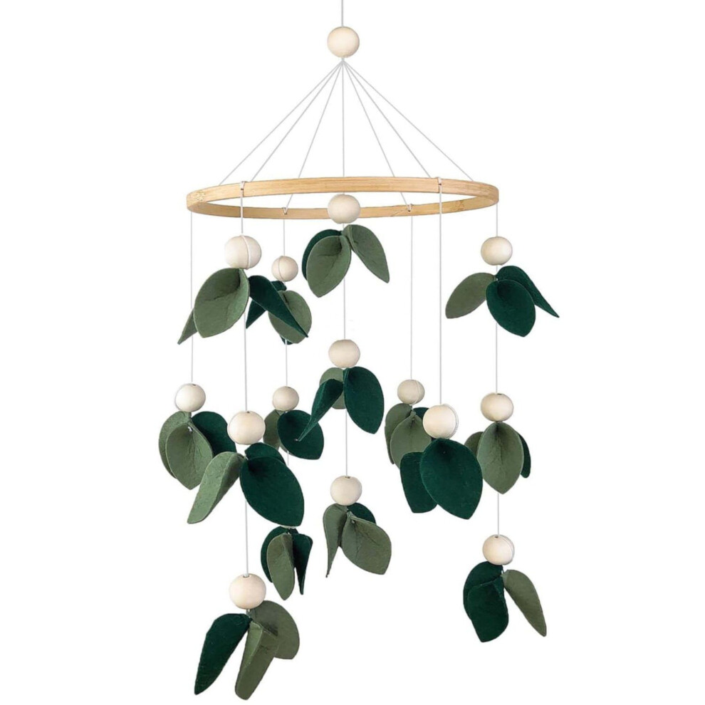 Green Leaf Mobile for Crib Mobile Forest Baby Mobile Green Forest Nursery décor Baby Mobile Green Leaf Mobile for Crib Mobile with Wooden Bead