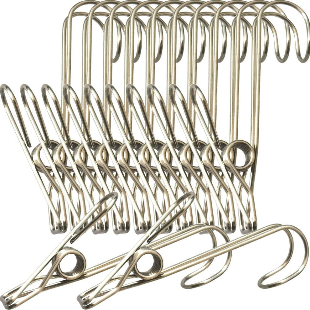 10+2 Pcs 304 Stainless Steel Short Tail Hanger Clips With Hook Â Heavy Duty, Multifunctional, Compatible With Dh 9083649212356