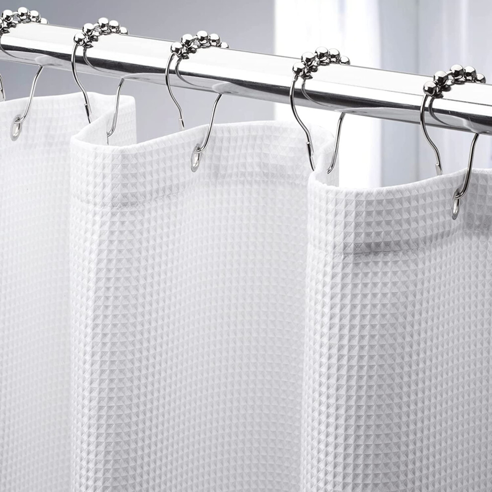 Gourmetg Waffle, Stall, White, Heavy Duty Fabric, Hotel Quality Bathroom Shower Curtains, 48 X 72 Inches 9083649213070