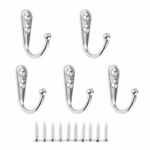 5Pcs Single Prong Hook Mini Size Wall Mounted Retro Cloth Hanger For Coats Hats Towels Keys Clothes Door Hanger Home Decoration