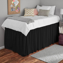 Extra Long Dorm Bed Skirt with 40" Ruffle Edge, Elastic, Easy Install – Gray, 1 Pc