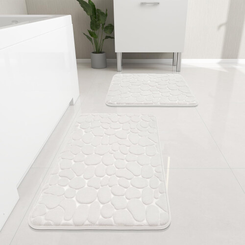 Badematten-Set aus Memory-Schaum, 2-teilig, Weiß