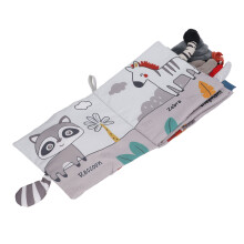 Soft Baby Cloth Book Chewable 3D Lion for 4+ Months, 15.5x16.6cm Gray & White