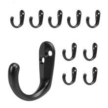 Heavy Duty Wall Mounted Coat Hooks (10 Pack, Matte Black) – Rustproof Single Prong Robe Hangers for Towel, Hat, Keys – Compatible with Bathroom,