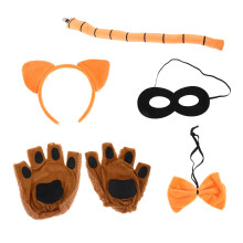 5Ensembles Costume Chat Peluche Orange Pour Halloween Fête Et École