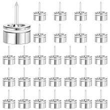 30 Pcs Silver Push Pins, Strong Attachment Force, Flat Head Poster Hangers, Metal Thumbtacks, 0.63 in, Compatible with Standard Boards